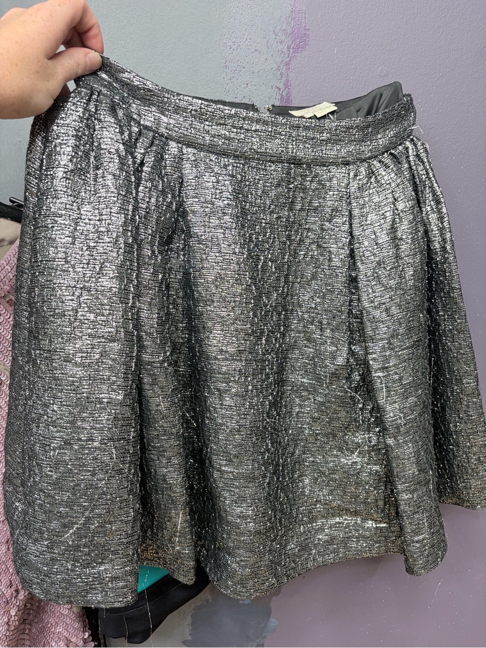 Kate Spade Skirt The Rules Metallic Silver A-Line Skirt Size 4 NWT original $328